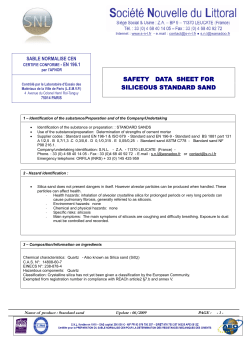Safety data sheet for standard sand controlled by the laboratory