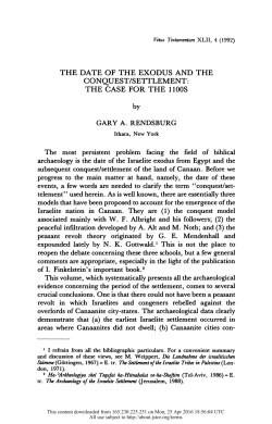 The Date of the Exodus and the Conquest/Settlement: The Case for