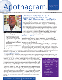 PCCA`s July Pharmacist of the Month.