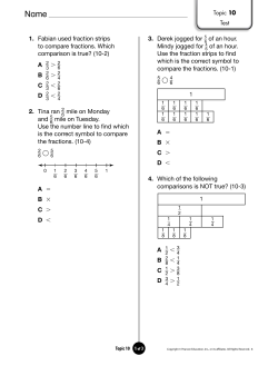1. Fabian used fraction strips to compare fractions. Which