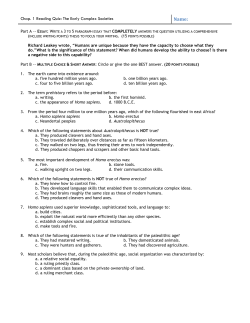Chap. 1 Reading Quiz: The Early Complex Societies