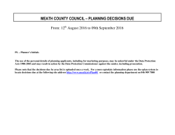 Decisions Due 12th August 2016 to 09th September 2016