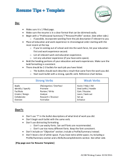 Do: Strong Verbs Weak Verbs Don`t: