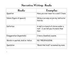 Narrative Writing: Hooks Hooks Examples