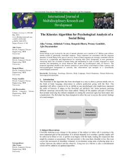 The Kinesics Algorithm for Psychological Analysis of a Social Being