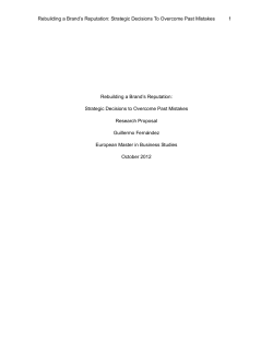 Rebuilding a Brand`s Reputation: Strategic Decisions To Overcome