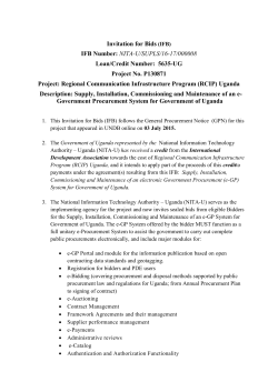 Invitation for Bids (IFB) IFB Number: NITA-U/SUPLS/16