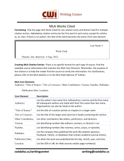 MLA Works Cited Handout