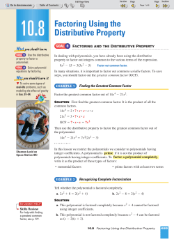 10.8 Factoring Using The Distributive Property