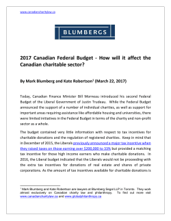 2017 Canadian Federal Budget - How will it