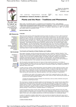 Plants and the Moon - Traditions and Phenomena