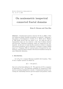 On nonisometric isospectral connected fractal domains