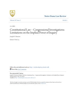 Constitutional Law -- Congressional Investigations: Limitations on