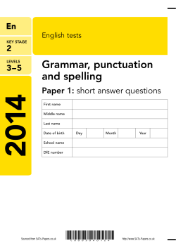 Grammar, punctuation and spelling - Sacred Heart Catholic Primary