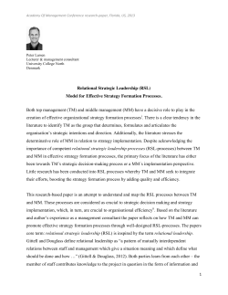 Relational Strategic Leadership (RSL) Model for Effective Strategy