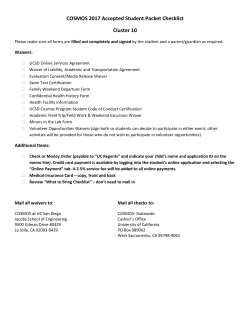 COSMOS 2017 Accepted Student Packet Checklist Cluster 10
