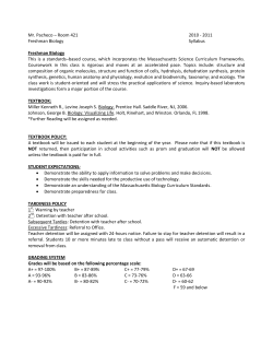 Mr. Pacheco &ndash; Room 421 2010 - 2011 Freshman Biology Syllabus