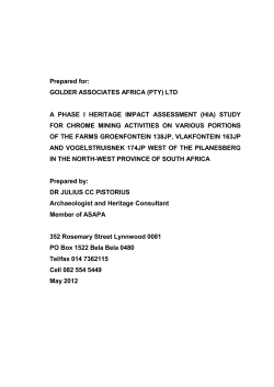 Prepared for: GOLDER ASSOCIATES AFRICA (PTY) LTD A PHASE