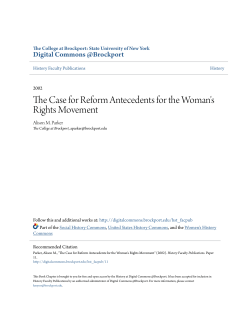 The Case for Reform Antecedents for the Woman`s Rights Movement