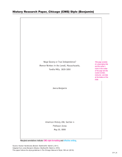 History Research Paper, Chicago (CMS) Style (Benjamin)