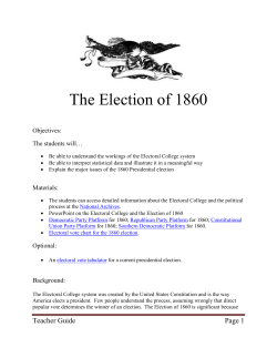 The Election of 1860 - Roadmap to Last Best Hope