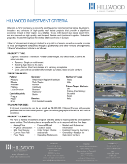 Europe Investment Criteria - Hillwood Investment Properties