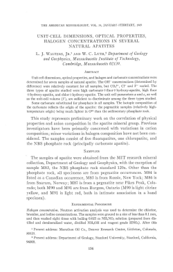 UNIT-CELL DIMENSIONS, OPTICAL PROPERTIES, HALOGEN