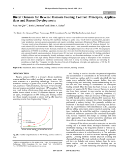 Direct Osmosis for Reverse Osmosis Fouling Control: Principles