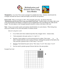 Multiplication and Division Facts Using Area Models