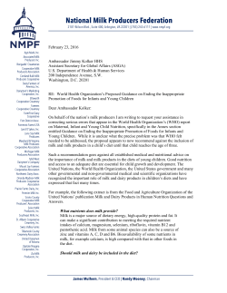 object to this proposal - National Milk Producers Federation