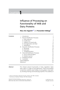 Influence of Processing on Functionality of Milk and
