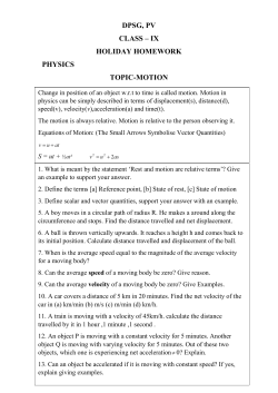 DPSG, PV CLASS &ndash; IX HOLIDAY HOMEWORK PHYSICS TOPIC