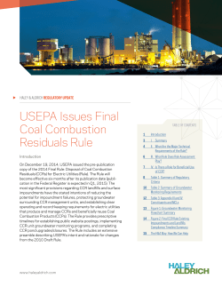 USEPA Issues Final Coal Combustion Residuals Rule