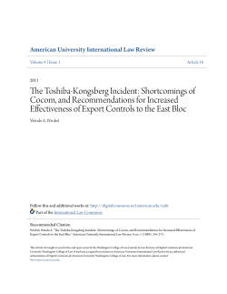 The Toshiba-Kongsberg Incident - Digital Commons @ American