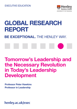 Tomorrow`s Leadership and the Necessary