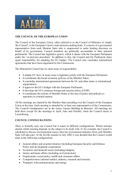 1 THE COU CIL OF THE EUROPEA U IO The Council of the