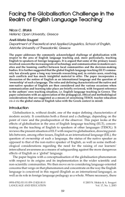 Facing the Globalisation Challenge in the Realm of English