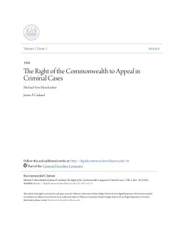 The Right of the Commonwealth to Appeal in