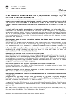 E-Release In the first eleven months of 2016 over 10,000,000 tourist