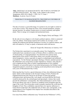 Title: THEOCRACY IN MASSACHUSETTS: THE PURITAN
