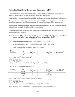 Solubility Equilibria Review and Questions