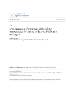 Determination of minimum safe cooking temperatures for shrimp to