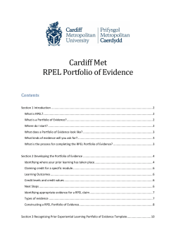 RPEL Portfolio of Evidence 2015-16