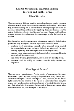 Drama Methods in Teaching English to Fifth and Sixth Forms