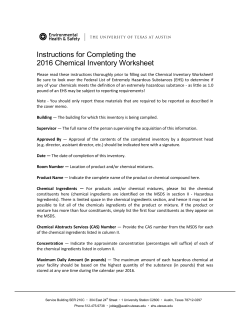 Chemical Inventory Instructions