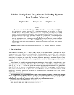 Efficient Identity-Based Encryption and Public