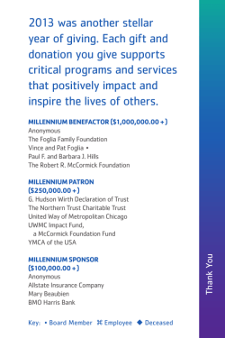 2013 was another stellar year of giving. Each gift and donation you
