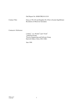 1 DoE Report No: DOE/CPR2/41/1/219 Contract Title: Decay of Th