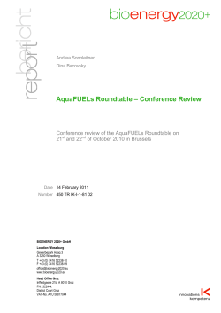 AquaFUELs Roundtable &ndash; Conference Review