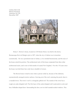 an essay about the Bowen House by Lindsey Borsvold